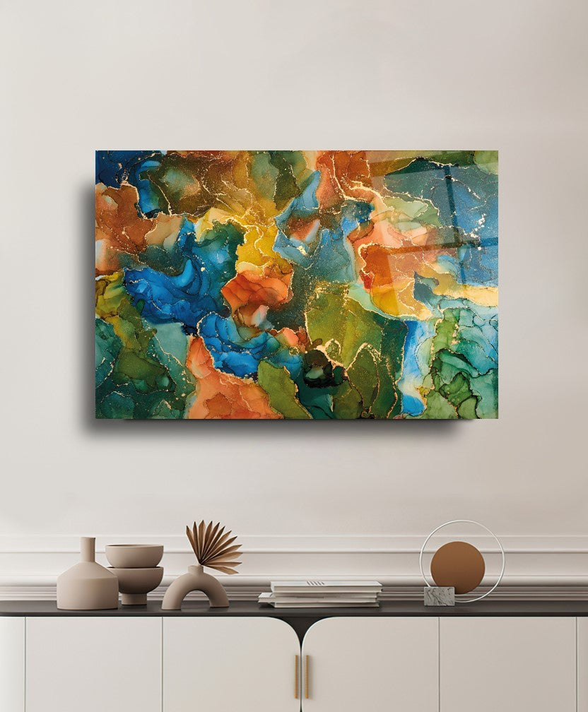 Art mural en verre marbré coloré