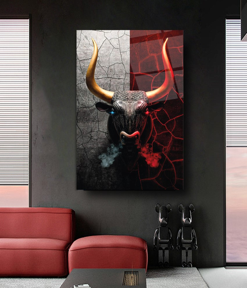 Bull Glass Wall Art