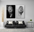 Lion Portrait Duo Glass Wall Art Set - LUXARTDECO