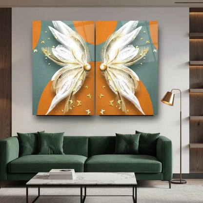 Butterfly Duo Glass Wall Art Set - LUXARTDECO