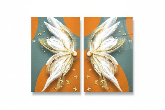 Butterfly Duo Glass Wall Art Set - LUXARTDECO