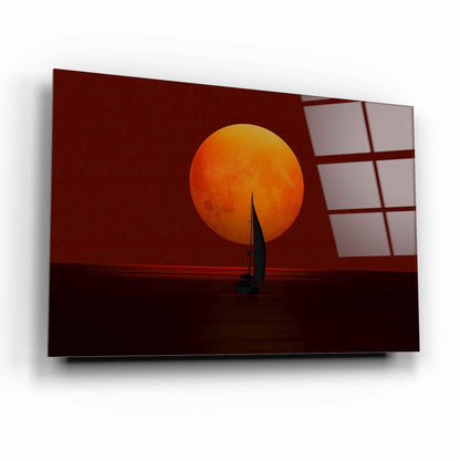 Sailboat Moon Sea Glass Wall Art - LUXARTDECO