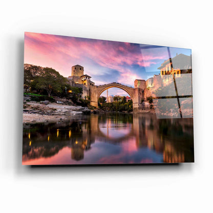 Mostar Bridge Glass Wall Art - LUXARTDECO