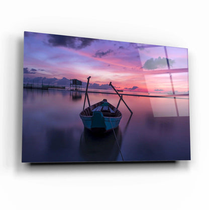 Boat on the Sea Glass Wall Art - LUXARTDECO