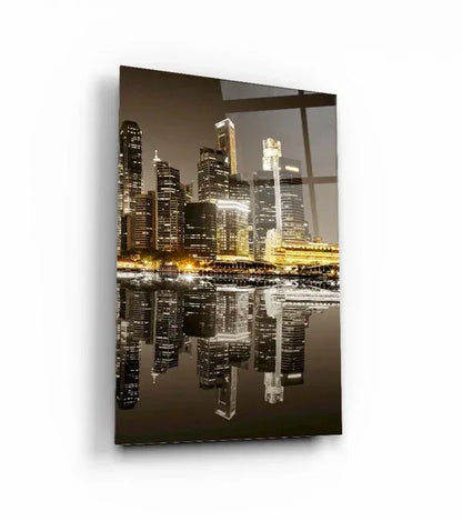 City Skyline Duo Glass Wall Art Set - LUXARTDECO