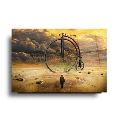 Fantasy Bicycle Landscape Glass Wall Art - LUXARTDECO
