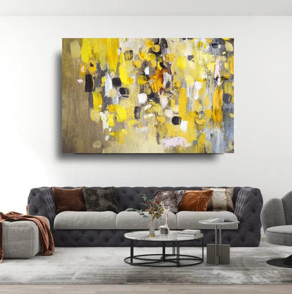 Abstract Yellow Beige Glass Wall Art - LUXARTDECO