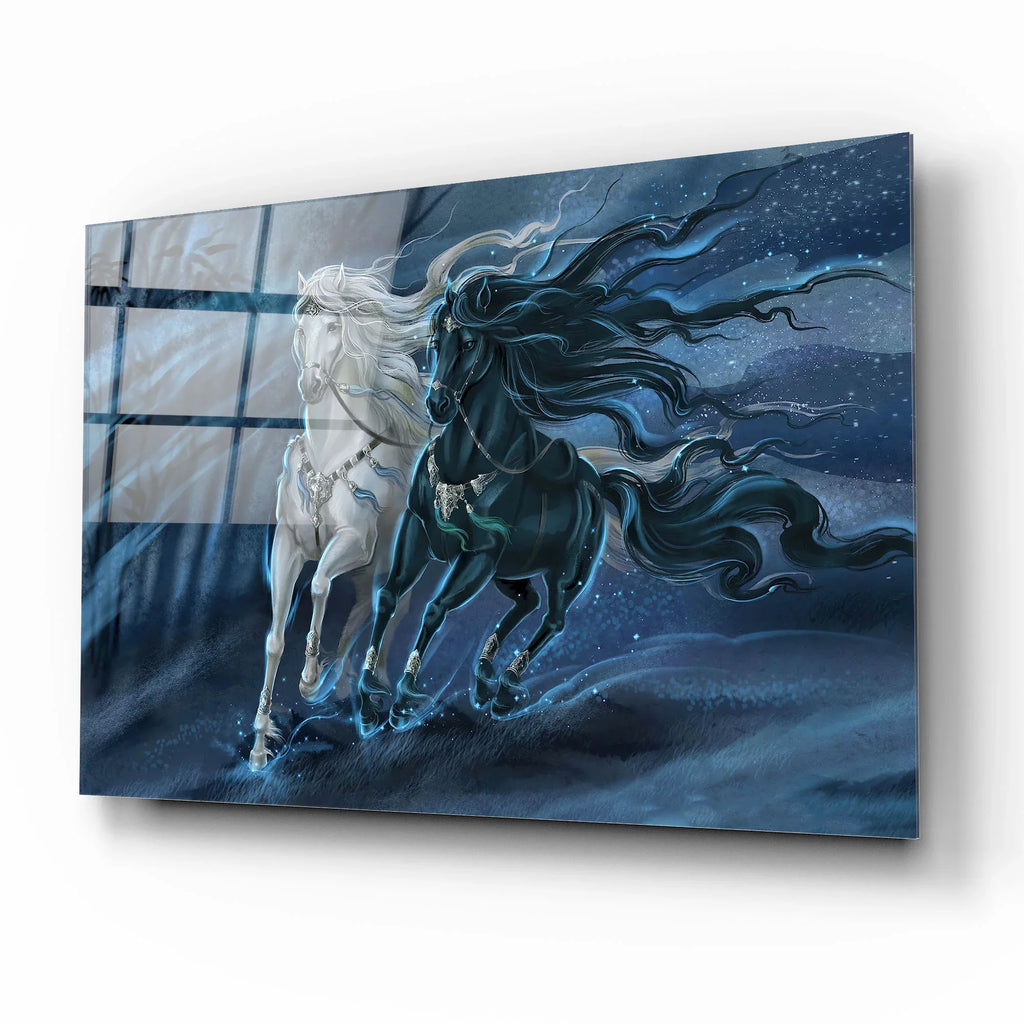 Two Horses Glass Wall Art - LUXARTDECO