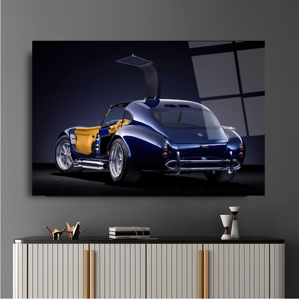 Blue Car Glass Wall Art
