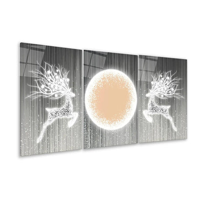White Deer Glass Wall Art - LUXARTDECO