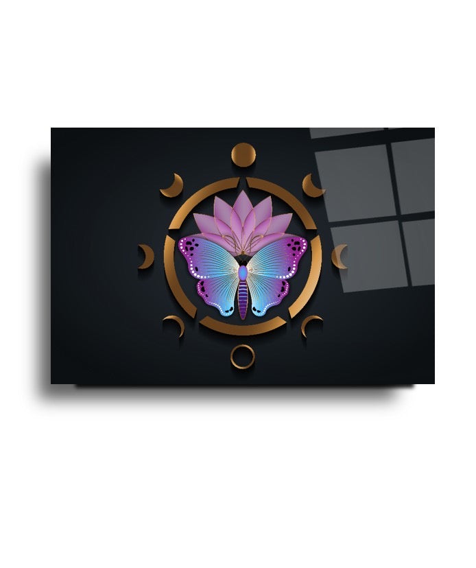Tableau mural en verre Papillon Lotus