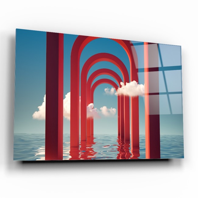 Art mural abstrait en verre de mer