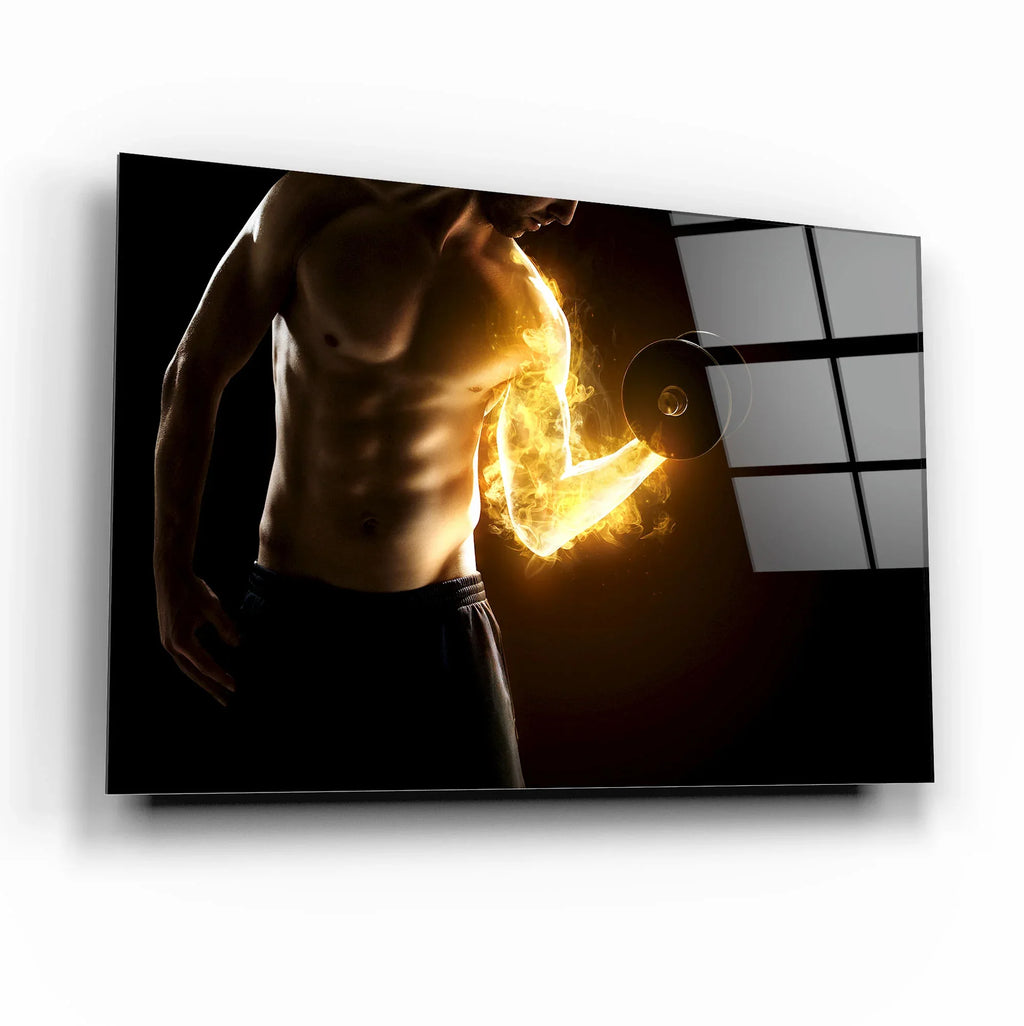 Fitness Man Glass Wall Art - LUXARTDECO