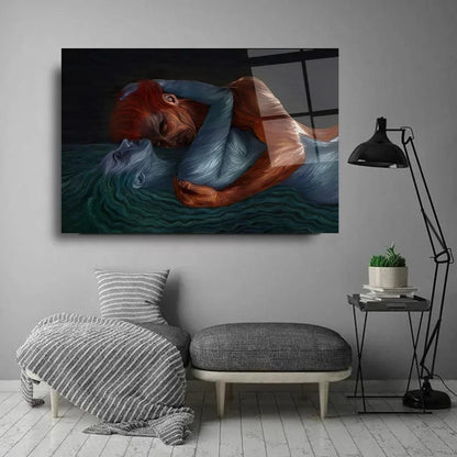 Embracing Couple Glass Wall Art - LUXARTDECO