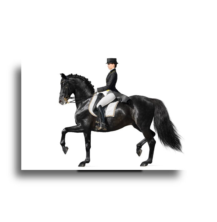 Tableau mural en verre représentant une femme à cheval