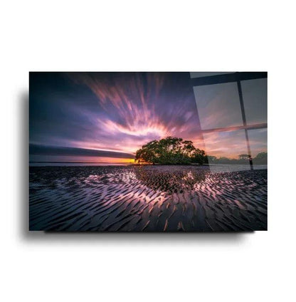 Ocean Sunset Glass Wall Art - LUXARTDECO