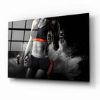 Fitness Girl Glass Wall Art - LUXARTDECO