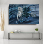 Two Horses Glass Wall Art - LUXARTDECO
