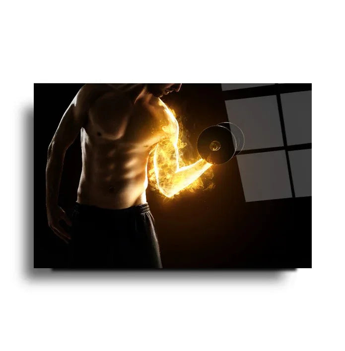Fitness Man Glass Wall Art - LUXARTDECO
