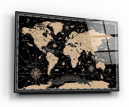 Mappa Mondo Quadro in vetro Temperato