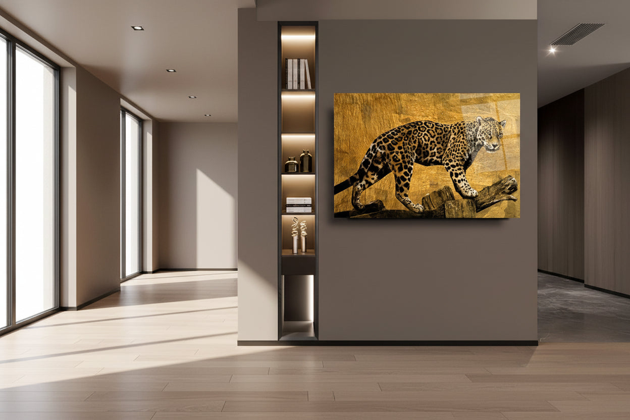 Décoration murale en verre léopard 