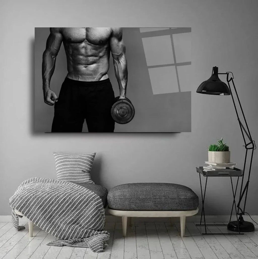 Fitness Athlete Glass Wall Art - LUXARTDECO