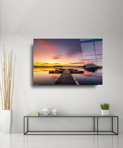 Sunset Bridge Glass Wall Art - LUXARTDECO