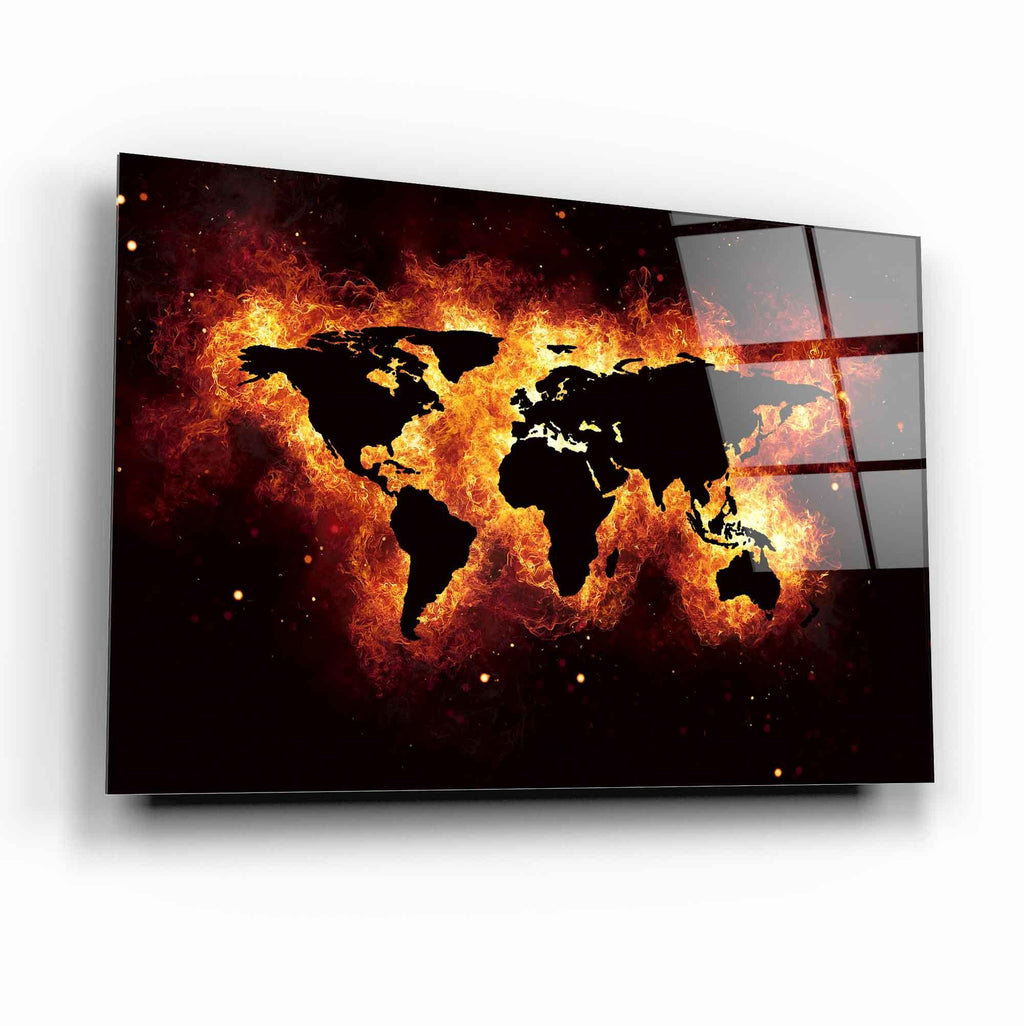 World Map Glass Wall Art - LUXARTDECO