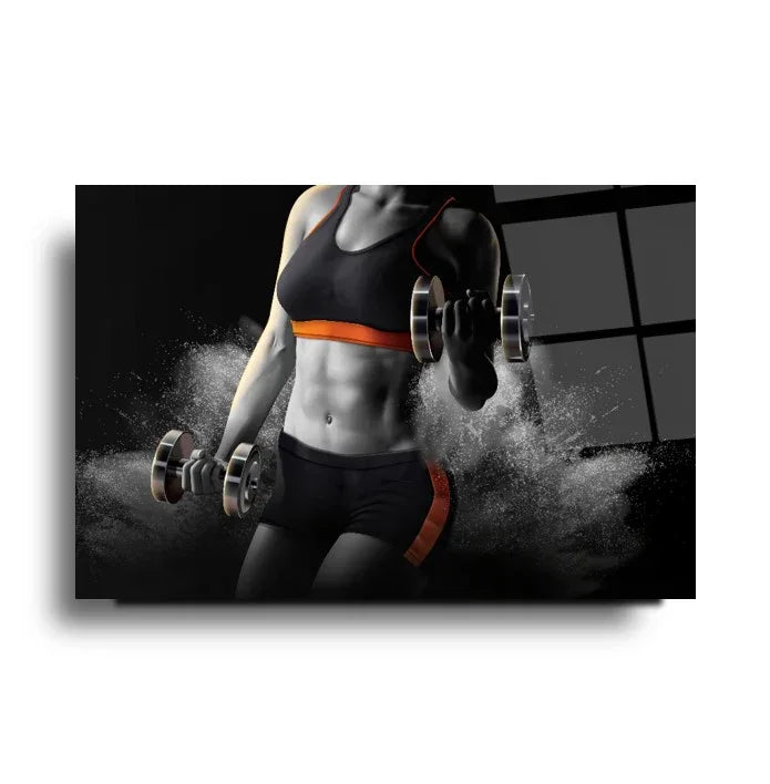 Fitness Girl Glass Wall Art - LUXARTDECO