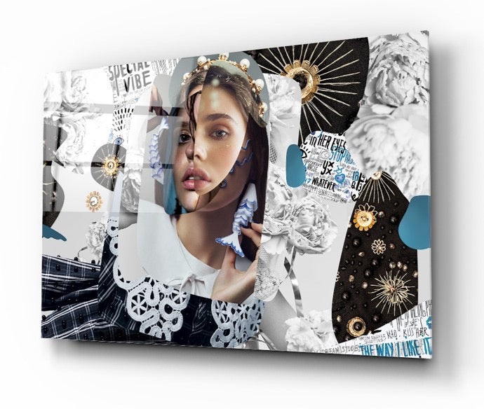 Abstract Woman Glass Wall Art