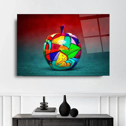 Colorful Apple Glass Wall Art - LUXARTDECO