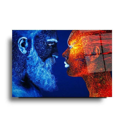 Couple Faces Glass Wall Art - LUXARTDECO