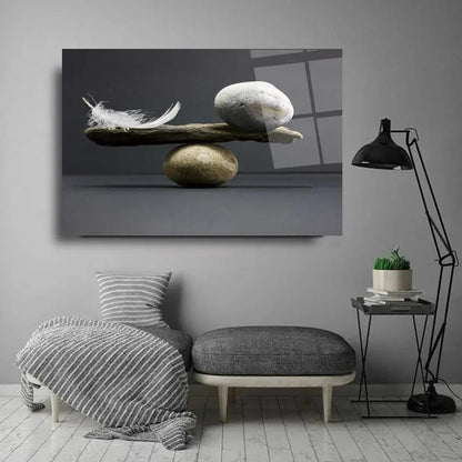 Zen Balance Stones Glass Wall Art - LUXARTDECO