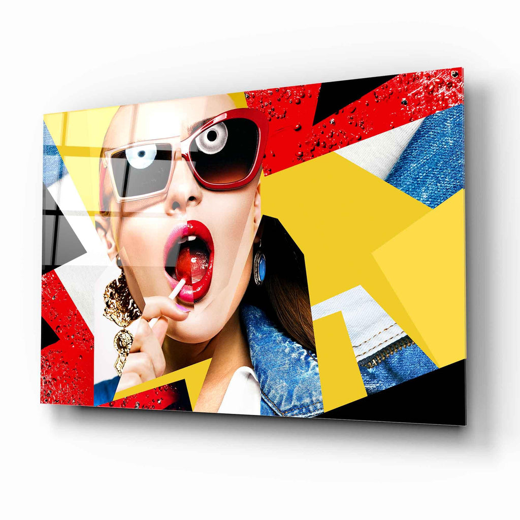 Pop Art Woman Glass Wall Art - LUXARTDECO