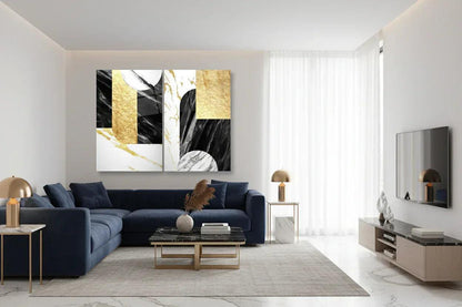 Marble Duo Glass Wall Art Set - LUXARTDECO