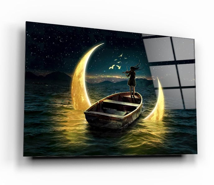 Girl Playing Cello Glass Wall Art