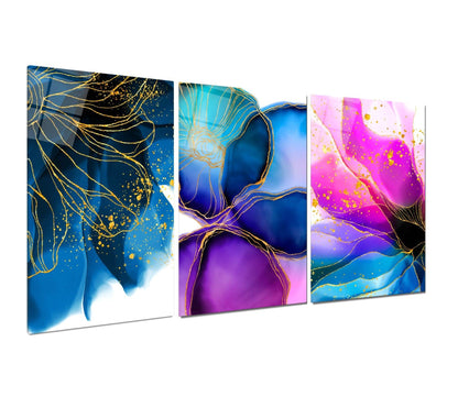 Fiori Astratti Quadro in Vetro Temperato