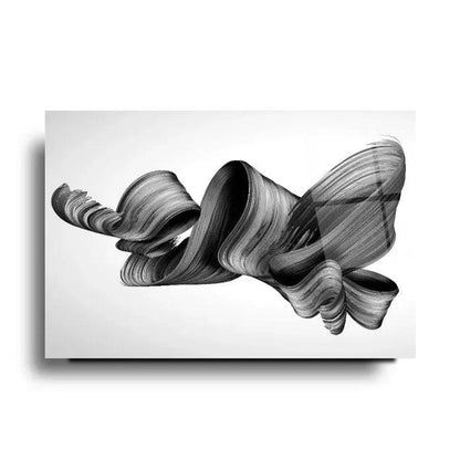Black Wave Abstract Glass Wall Art - LUXARTDECO