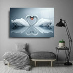 Two Swans Glass Wall Art - LUXARTDECO