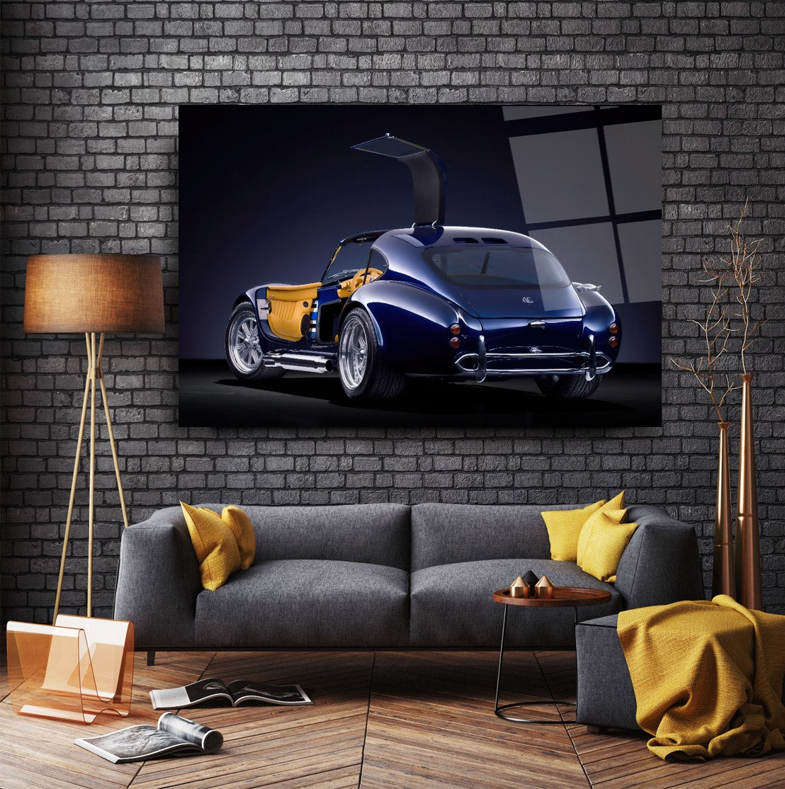 Blue Car Glass Wall Art