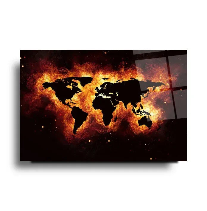 World Map Glass Wall Art - LUXARTDECO