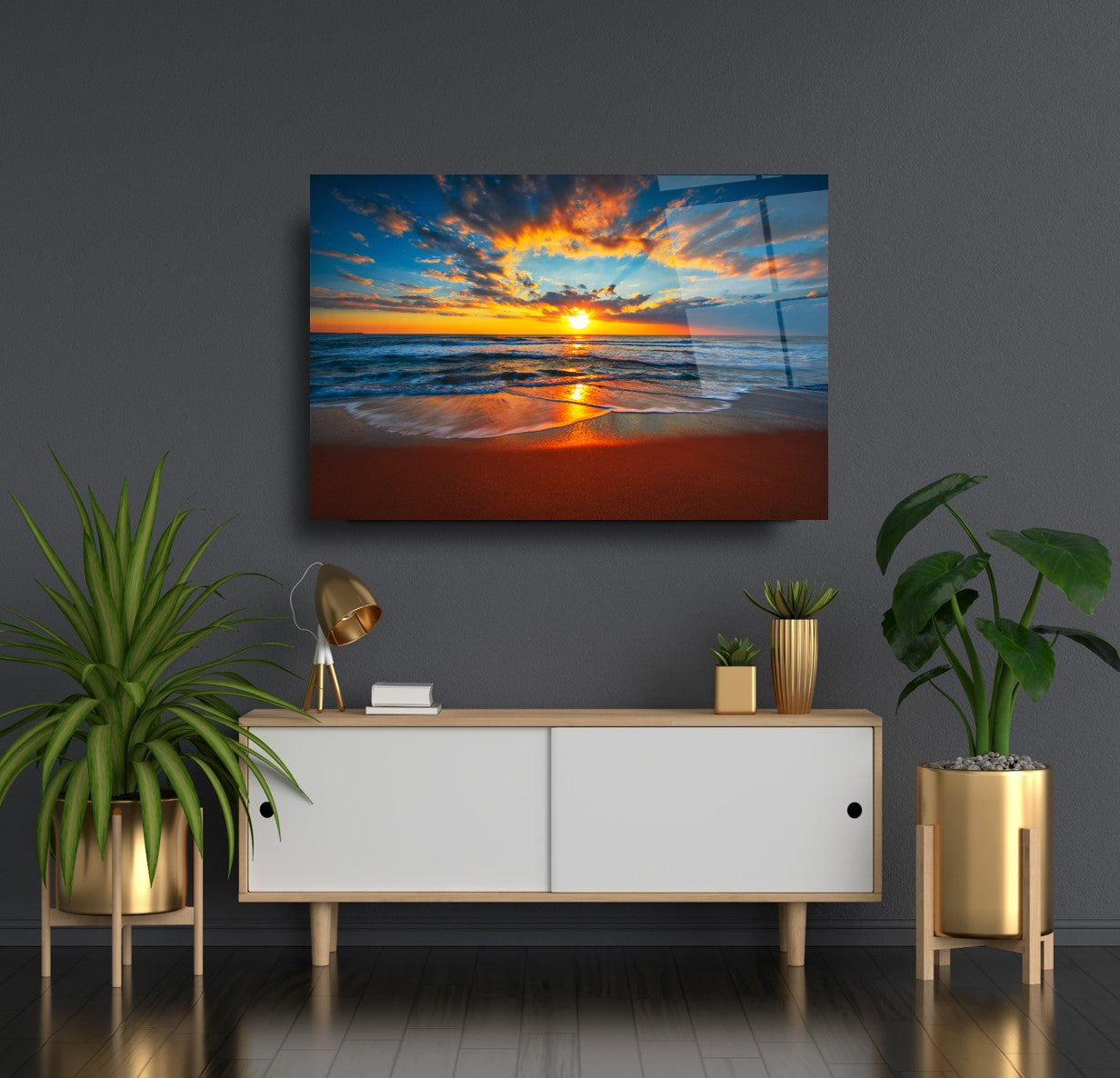 Sea Sunset Glass Wall Art