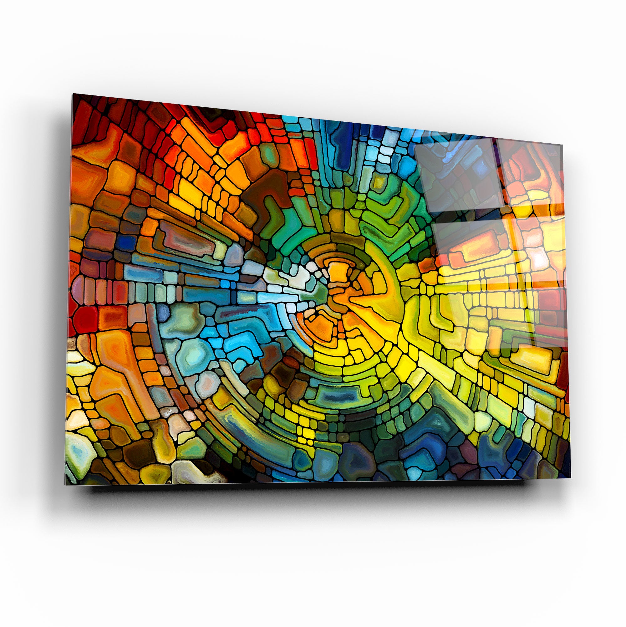 Art mural en verre aux couleurs de l'arc-en-ciel