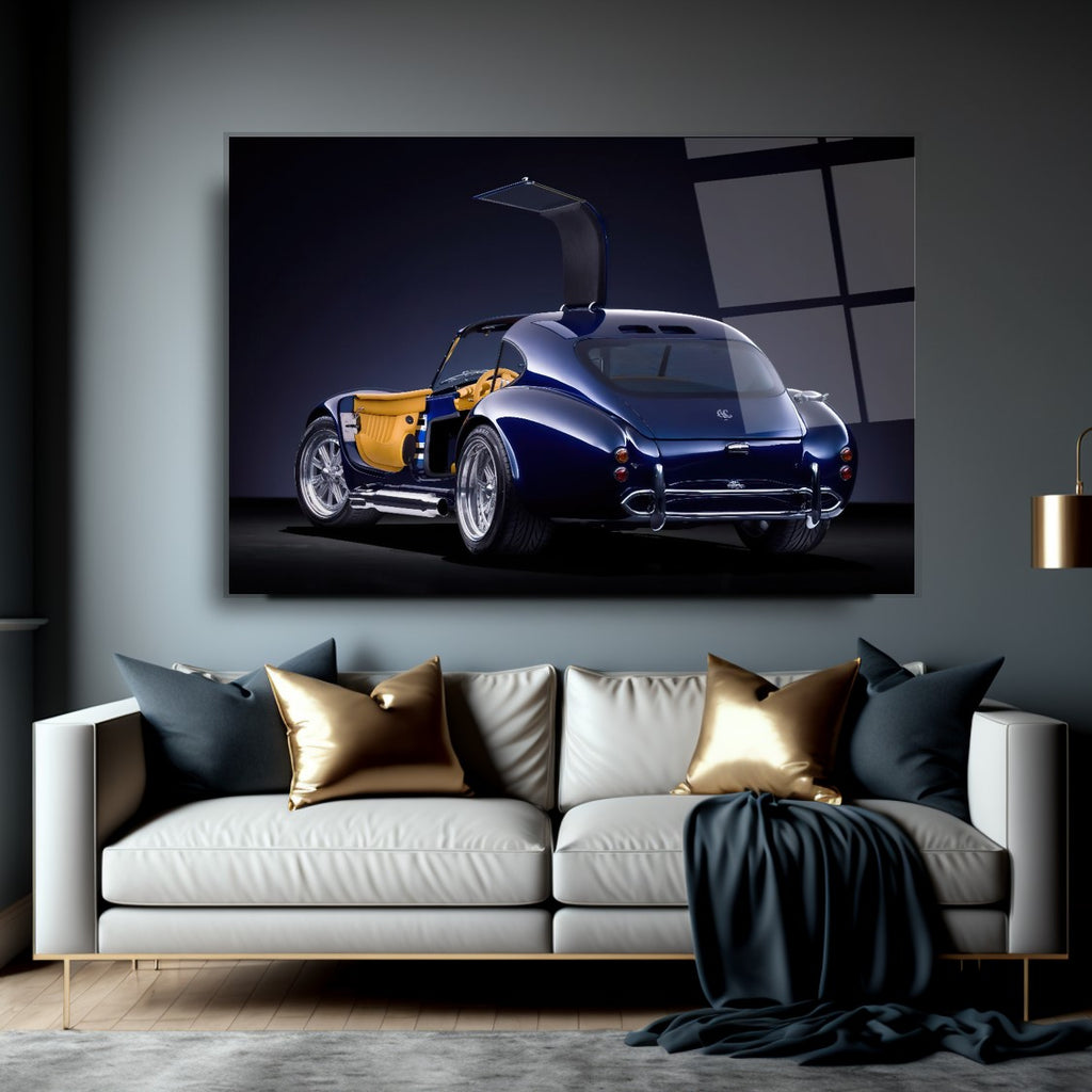 Blue Car Glass Wall Art