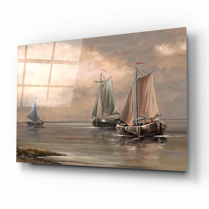 Sailboat at Sea Glass Wall Art - LUXARTDECO