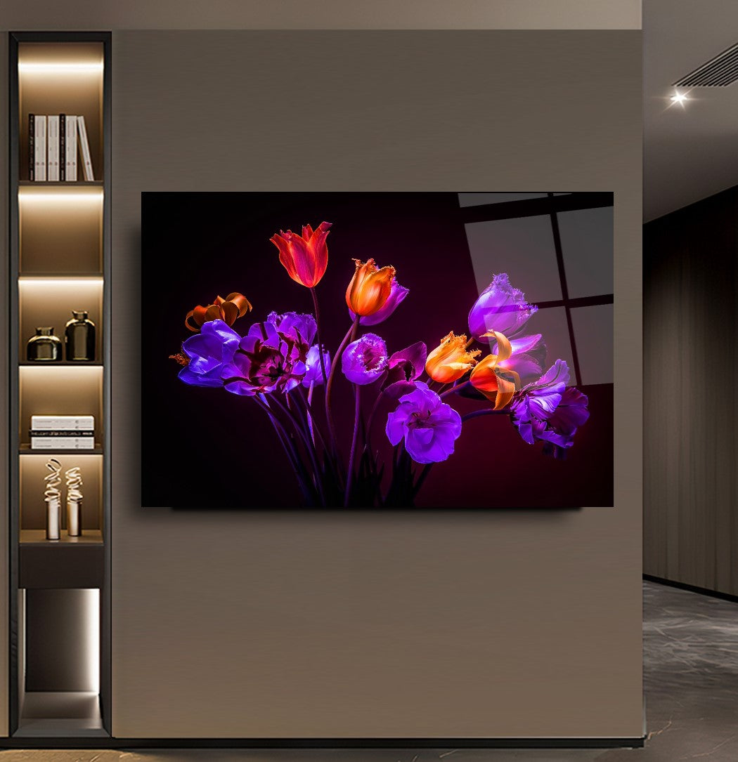 Tableau mural en verre Tulipes violettes