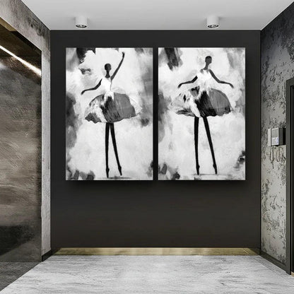 Ballerina Duo Glass Wall Art Set - LUXARTDECO