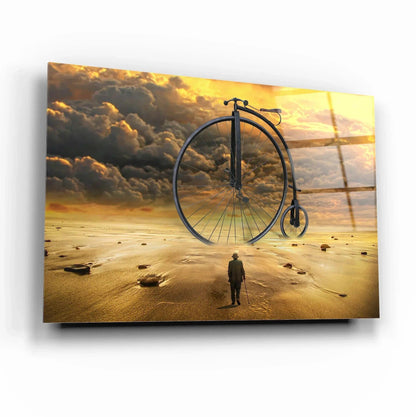 Fantasy Bicycle Landscape Glass Wall Art - LUXARTDECO