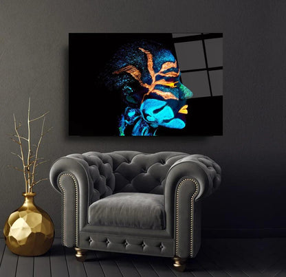 Colorful Woman Face Glass Wall Art - LUXARTDECO