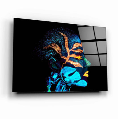Colorful Woman Face Glass Wall Art - LUXARTDECO